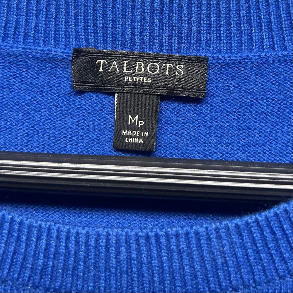 Talbots Sweater Womens‎ Petite Medium PM Blue Gray Penquins Lambswool Blend - Picture 5 of 9